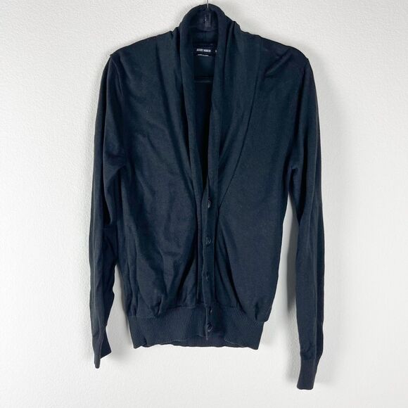 Antony Morato Cardigan Sweater Mens Large Black Knit Button Front Shawl Collar - Picture 1 of 13